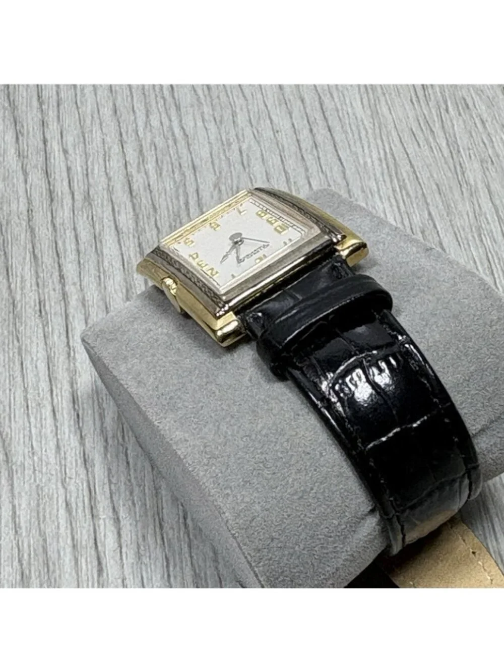 Circa Watch Company CT107T 23K Gold Plate Black Leather Band Needs Battery